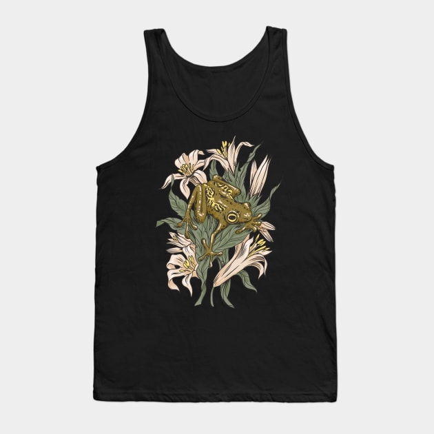 Cottagecore Aesthetic Frog On Flowers Tank Top by DRIPCRIME Y2K